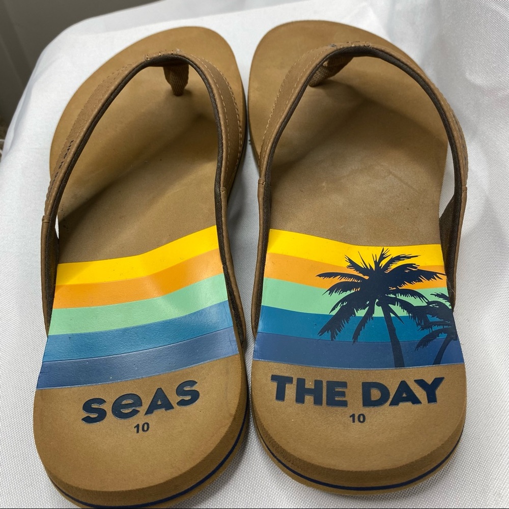 Reef Men Bronze Brown Seas the Day Newport Comfort Summer Flip Flop 10 NWOT - Picture 9 of 9